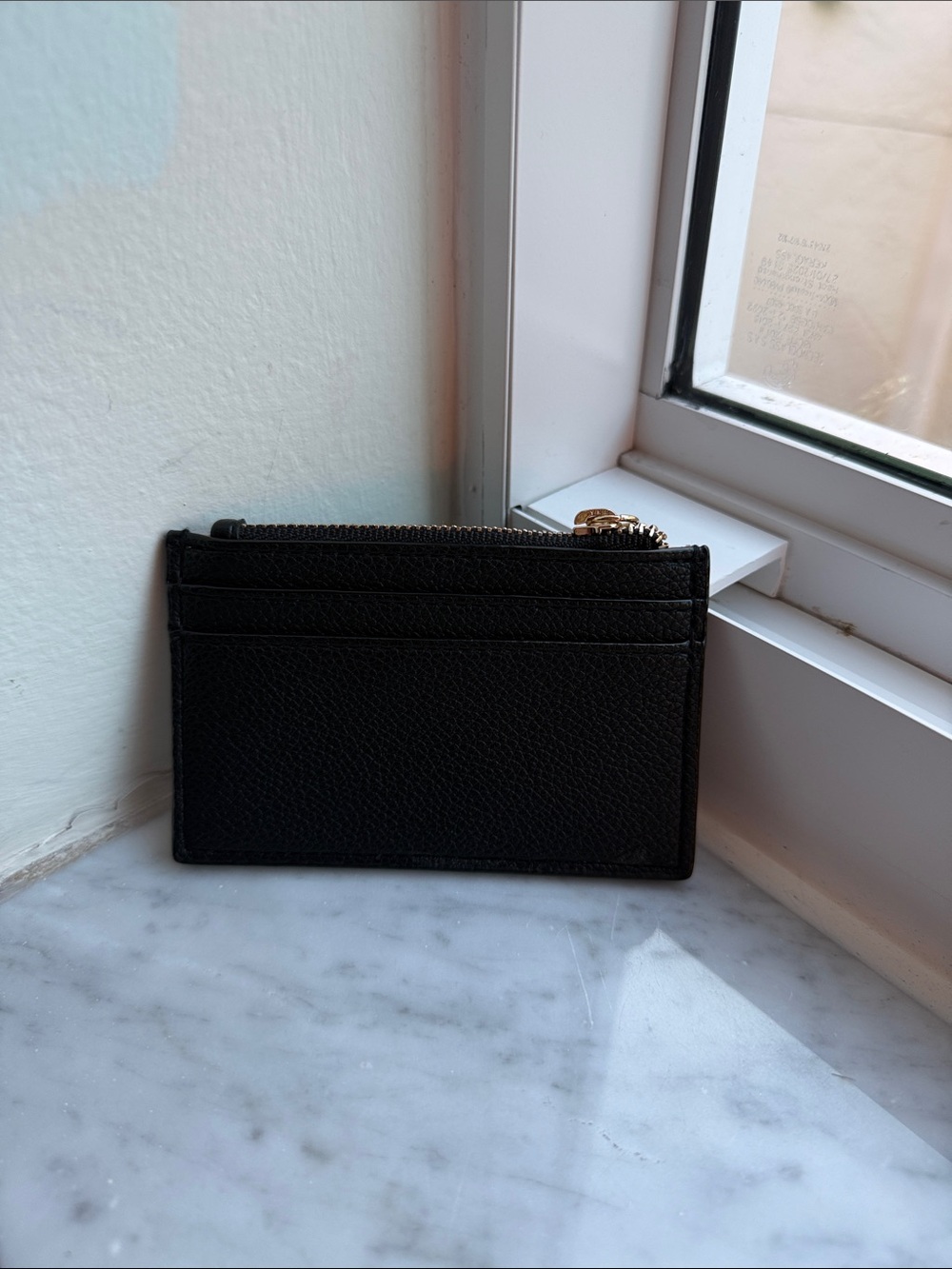 Black Quilted Cardholder Keychain with Gold Logo - Picture 2 of 2
